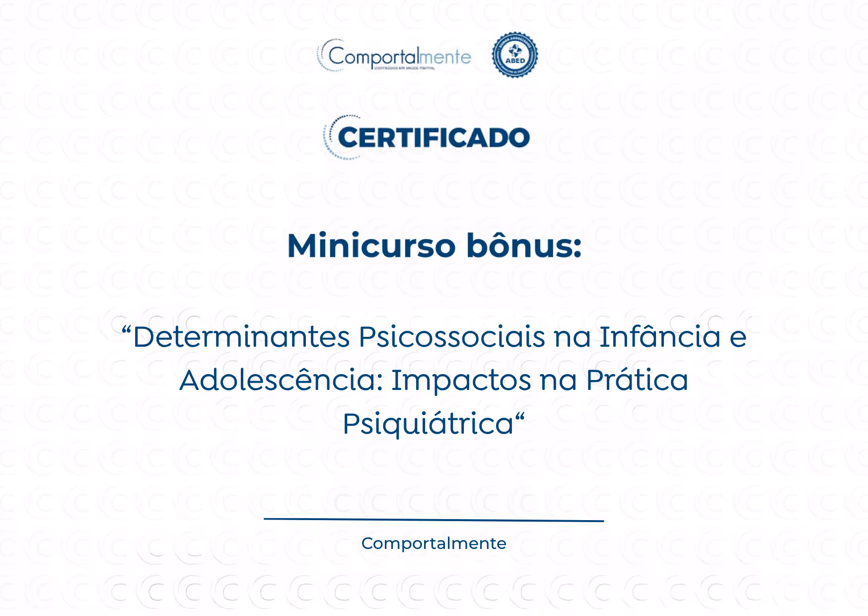 Certificado bônus Comportalmente